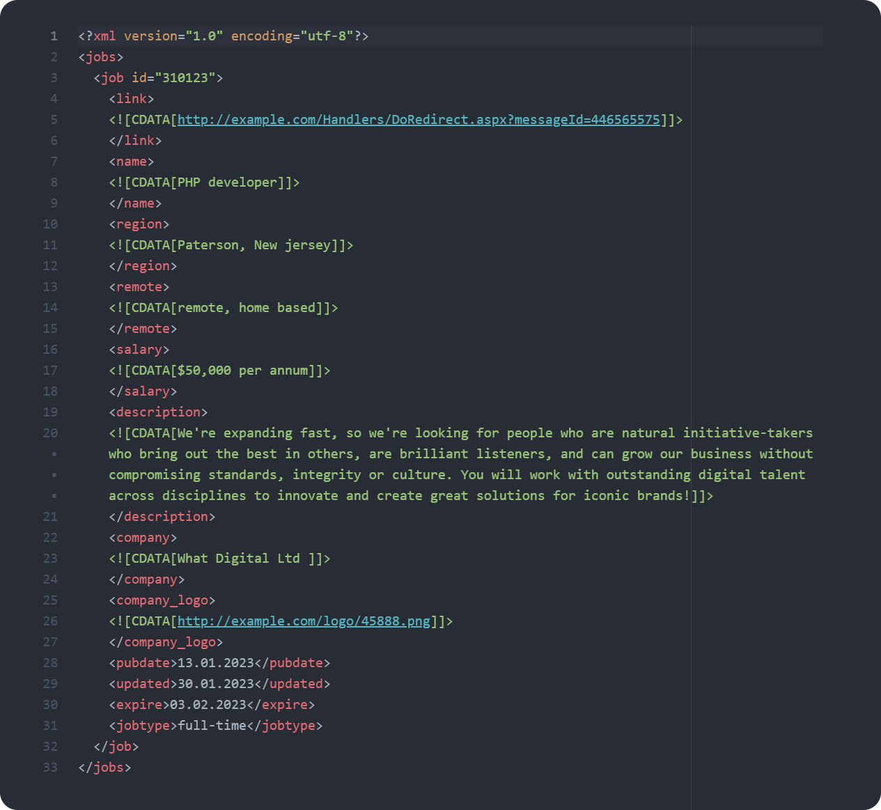 XML feed